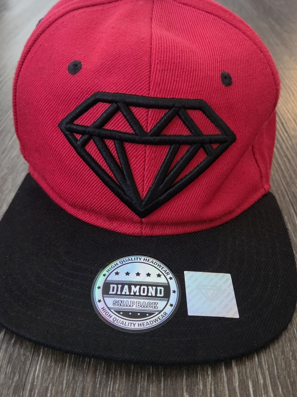 Diamond Supply Co. Red and Black Snapback Hat